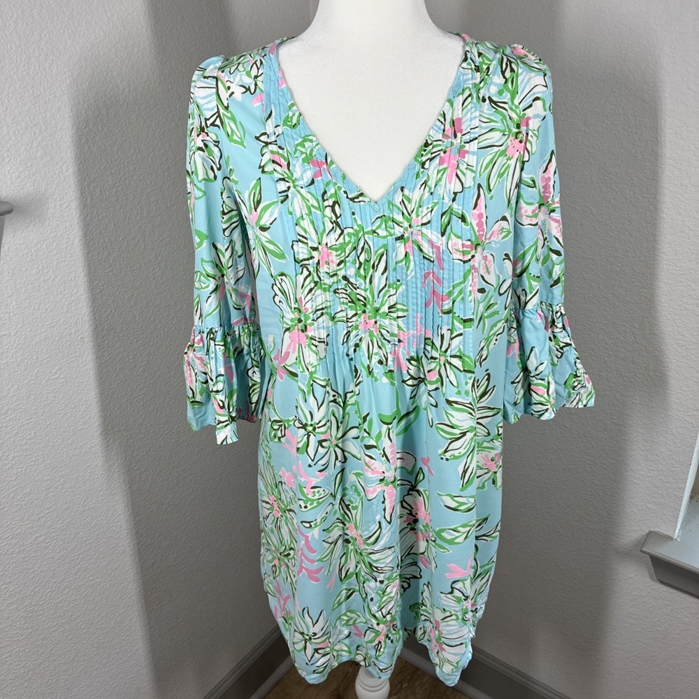 Lilly Pulitzer "Multi Sun of a Bun" Danika Tunic Dress 3/4 Sleeve Size 00 Womens